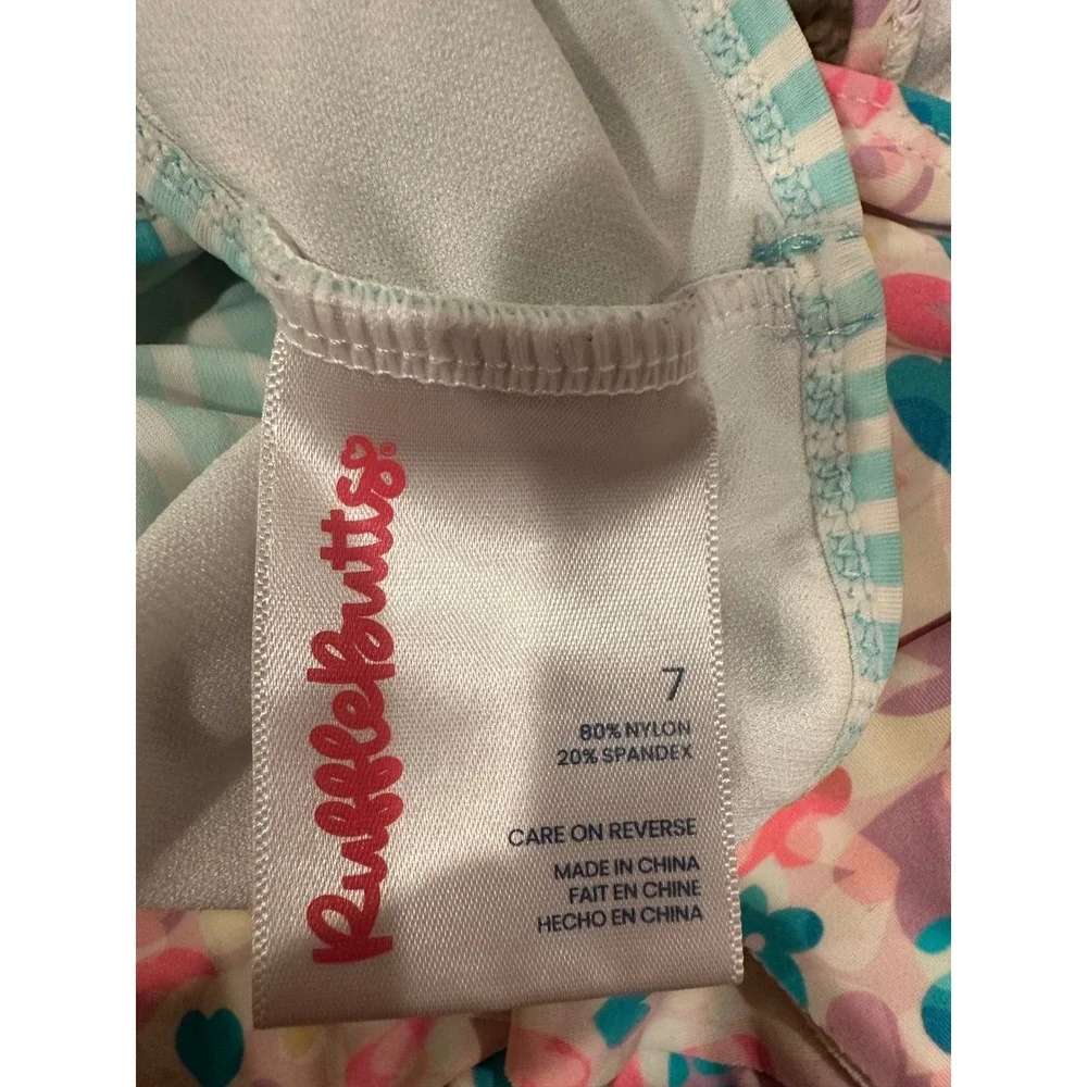 RuffleButts Girls Floral Ruffle Tankini Striped 2 Piece Swimsuit Set Size 7